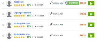 A list of Overwatch key sellers on G2A.
